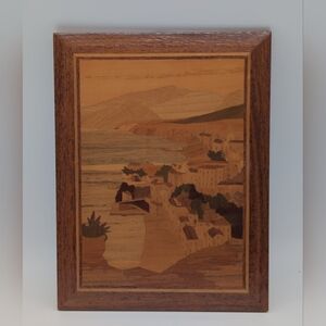 Wooden Inlay Marquetry Italy Coastal Landscape Wall Art
